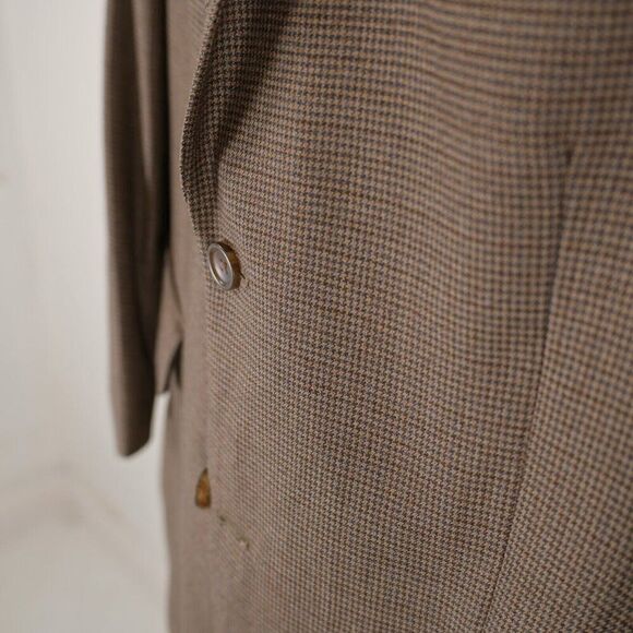 Pronto Uomo Platinum Luxury Wool Brown Blue Hounstooth 2 Button Sport Coat 44R - Picture 4 of 14